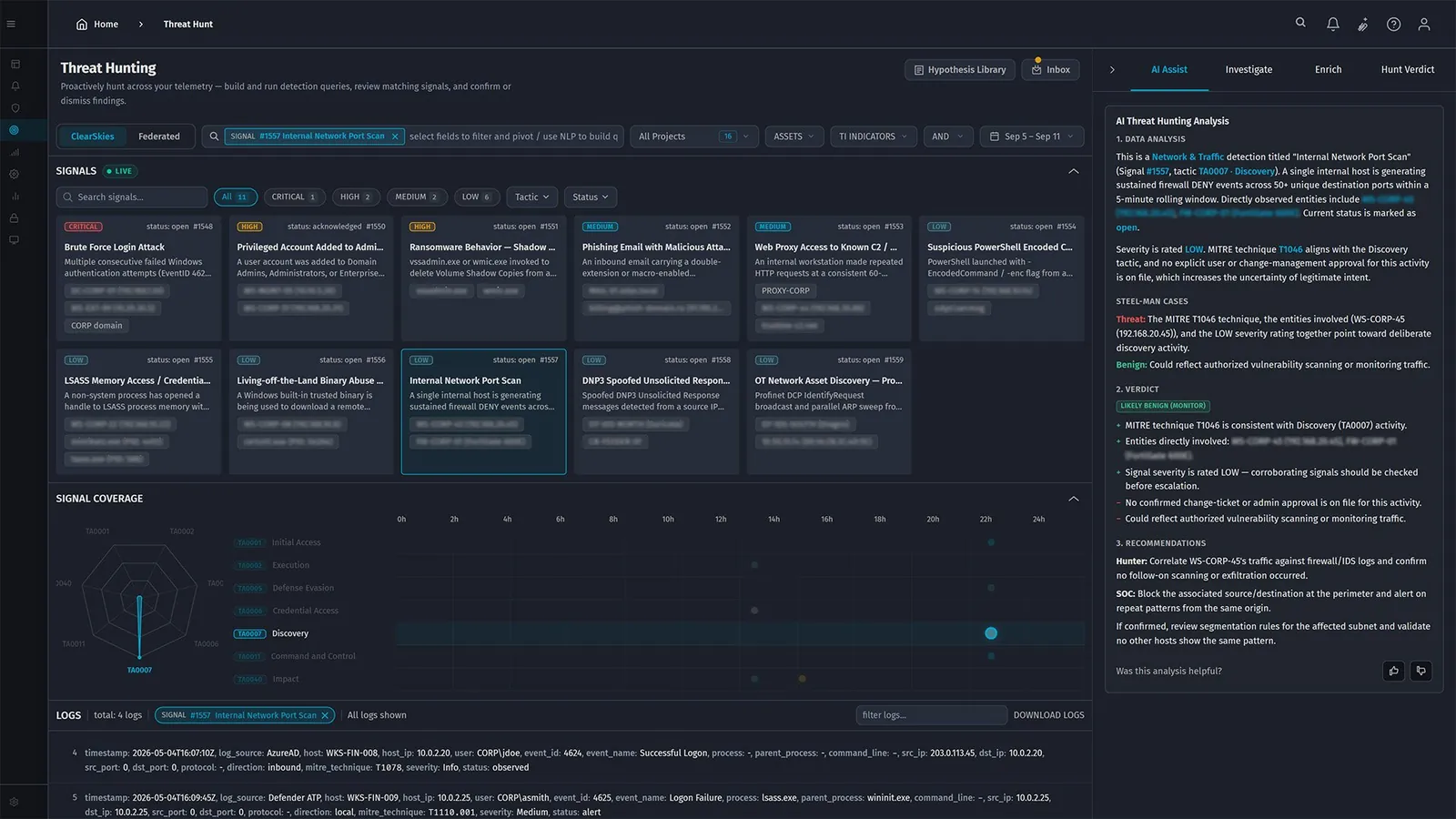 ClearSkies threat hunting workspace